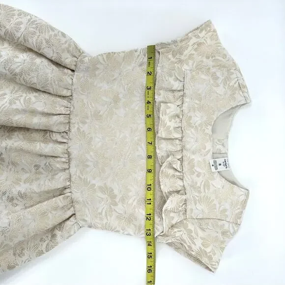 Carter’s girl jacquard woven dress cream metallic gold floral Size 8 - Picture 8 of 11